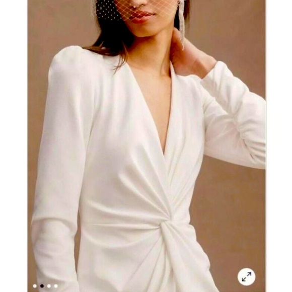 Tadashi Shoji Sabine Plunge V-Neck Twist-Front Long-Sleeve Mini Dress - Picture 2 of 8